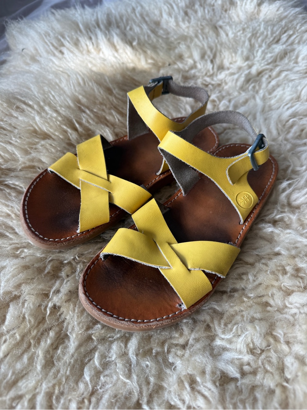 Freshly Picked Yellow Leather Strappy Sandals
